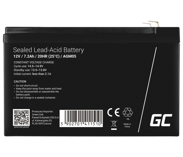 Green Cell Akumulator AGM  12V 7.2Ah - 547917 - zdjęcie 2